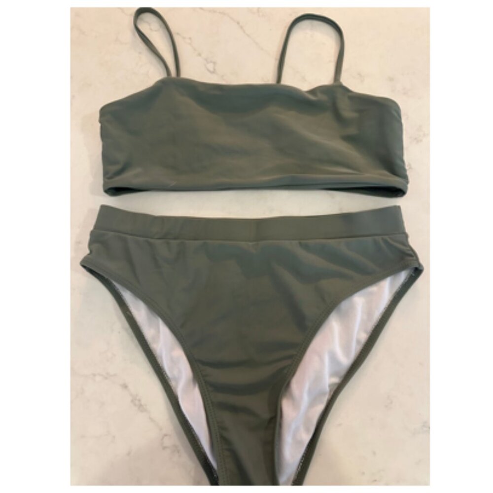 Olive Green Bandeau Bikini Size Medium